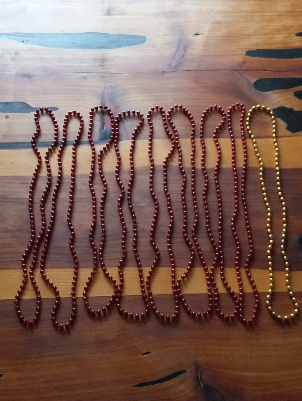Red & Gold Party Beads - 9 Necklaces